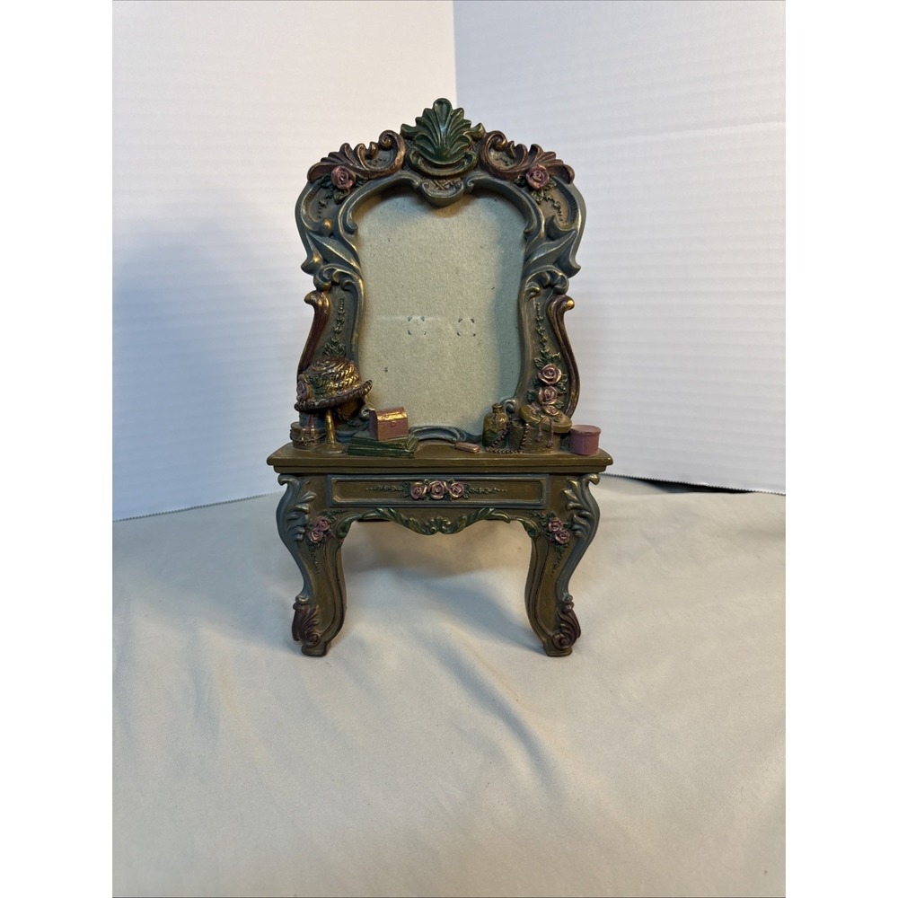 Ornate 3D Resin Vanity Table Picture Frame - Vintage Rococo Shabby Chic Tabletop